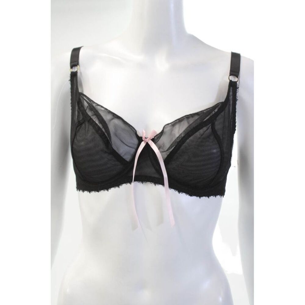 Little Miss By Miss Mandalay Womens Sheer Adjustable Bra Black Size 32E
